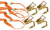 ORANGE Tie-Down Loop Straps w/Mini J Hook & Chain Ratchets  4-Pack.  Loops through the wheel rim with no metal contact