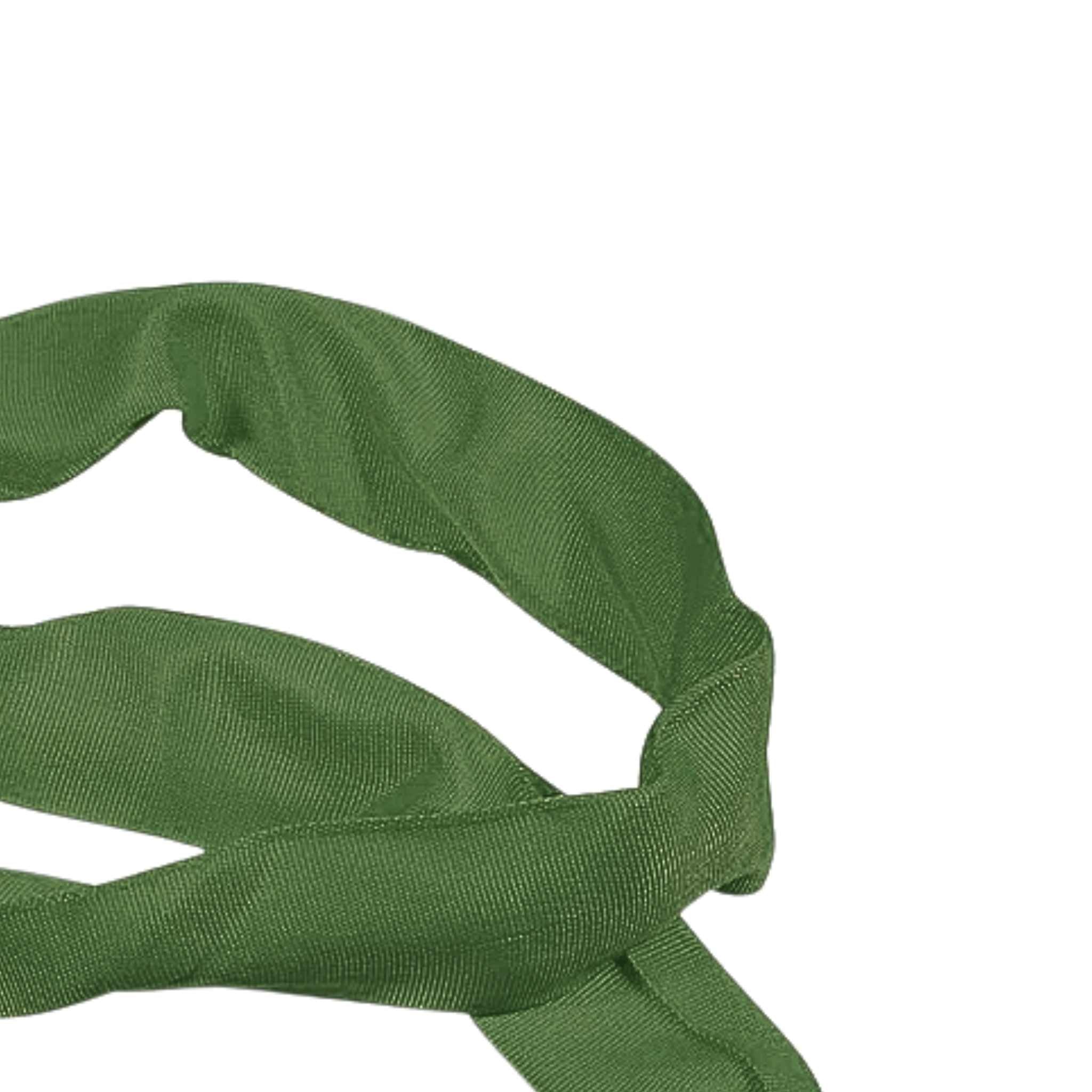 close up of the heavy polyester jacket casing of an olive round endless sling