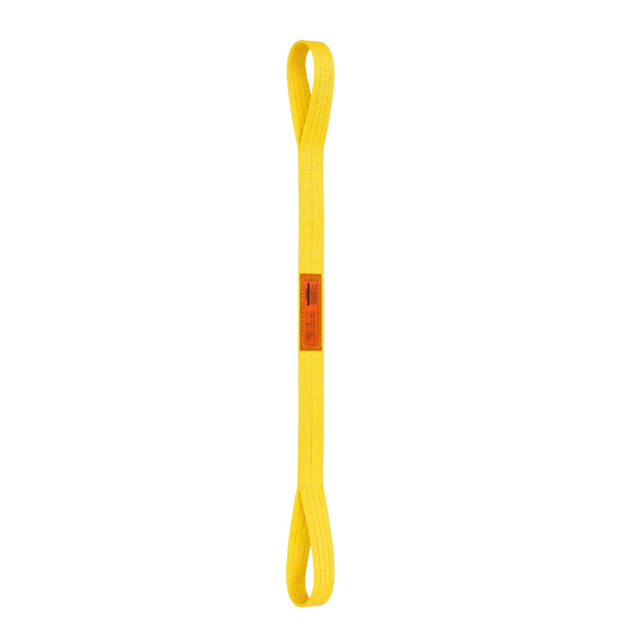 yellow synthetic web sling eye & eye configuration.