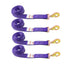 Four purple straps made of Diamond Weave with wisted snap hooks.  Used for transport and towing vehicles.  Ab\available for purchase at Baremotion.com 
