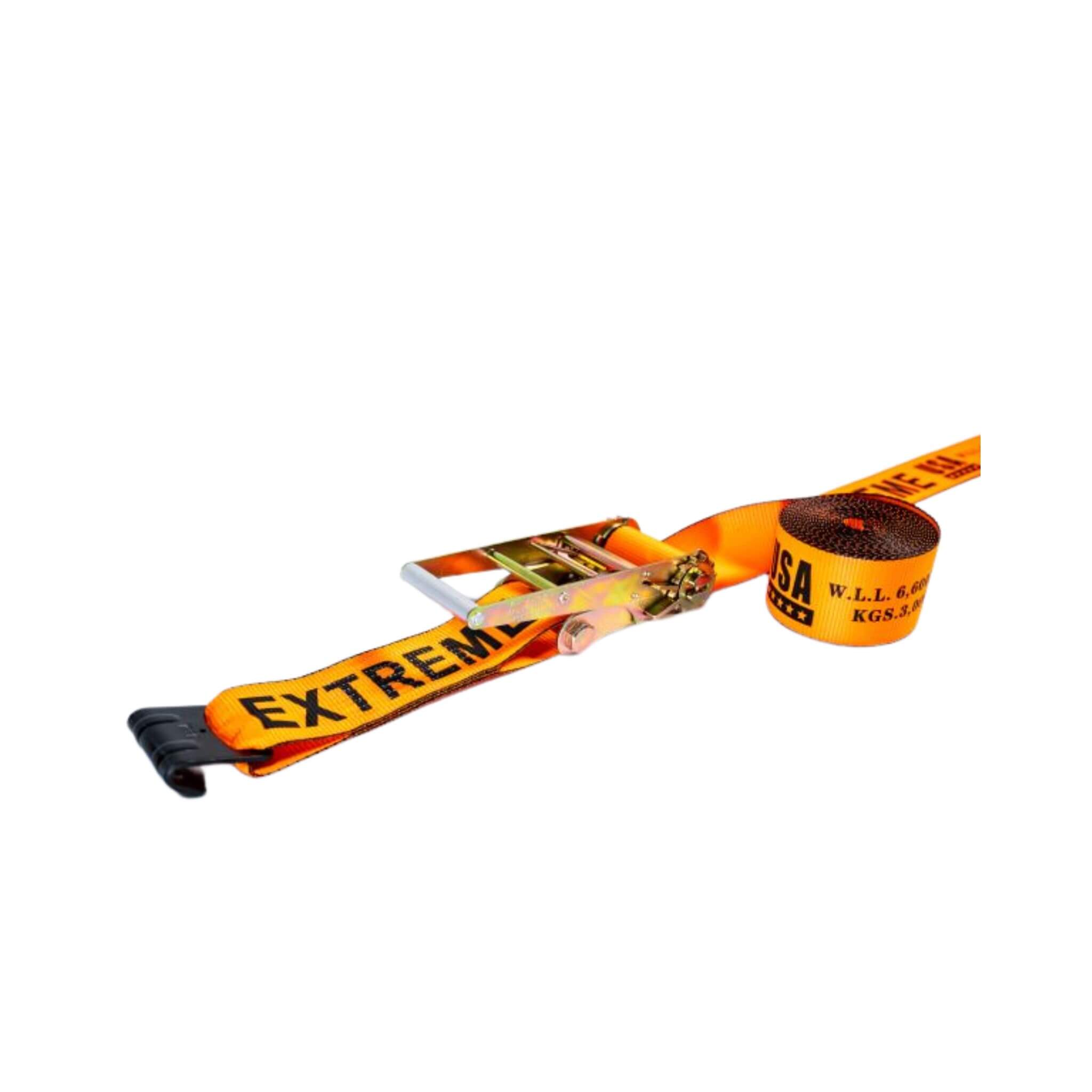 4" Heavy-Duty SPIN FREE Ratchet Strap with Flat hook – Orange EXTREME 6,600 WLL