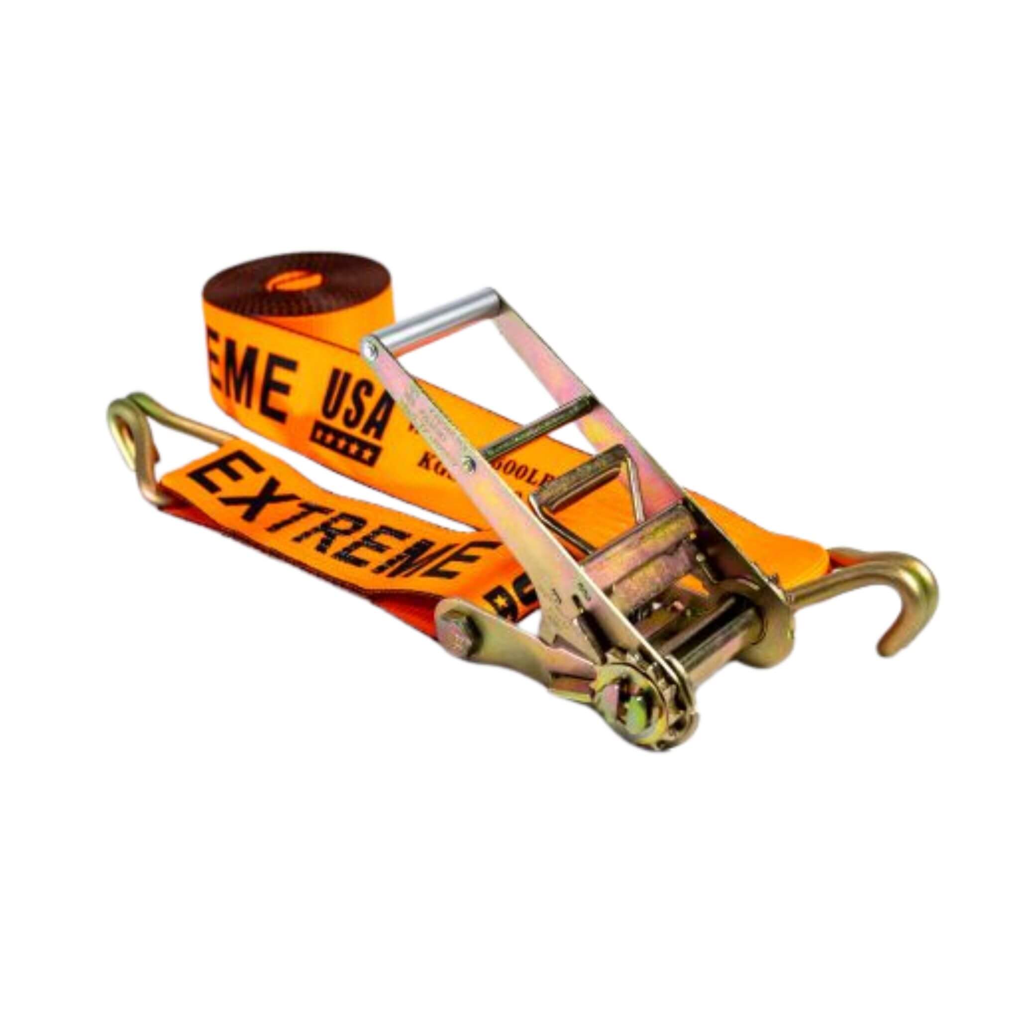 4" Heavy-Duty SPIN FREE Ratchet Strap with Wire hook – Orange EXTREME 6,600 WLL