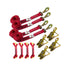 Red Diamond Weave 8-point tie-down kit with twisted snap hook straps