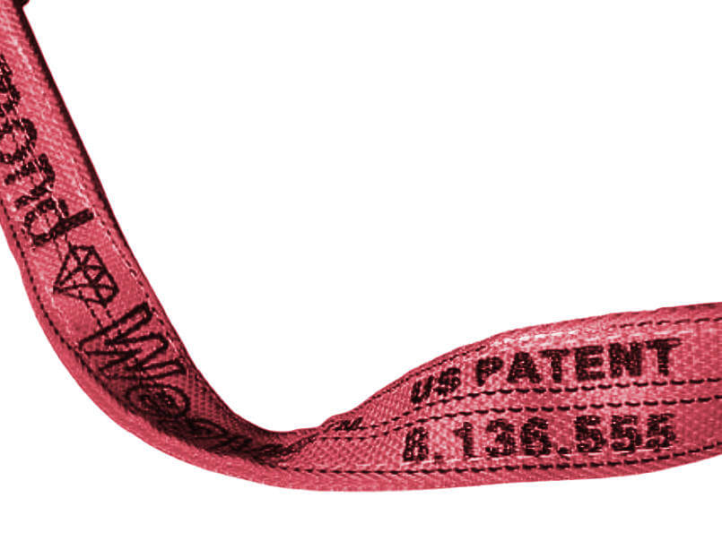 Red Diamond Weave webbing used for cargo tie-down assemblies