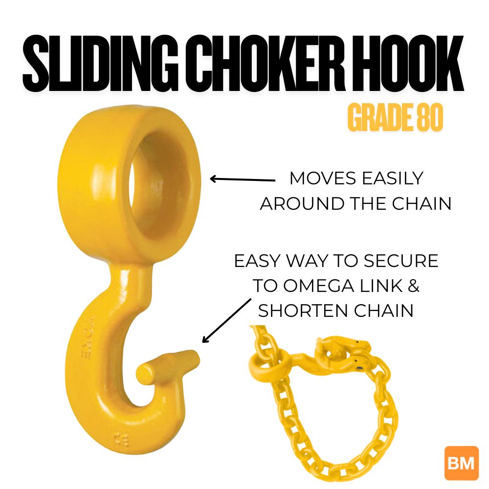 Grade 80 sling choker hook chain for logging and forestry pulling and skidding.