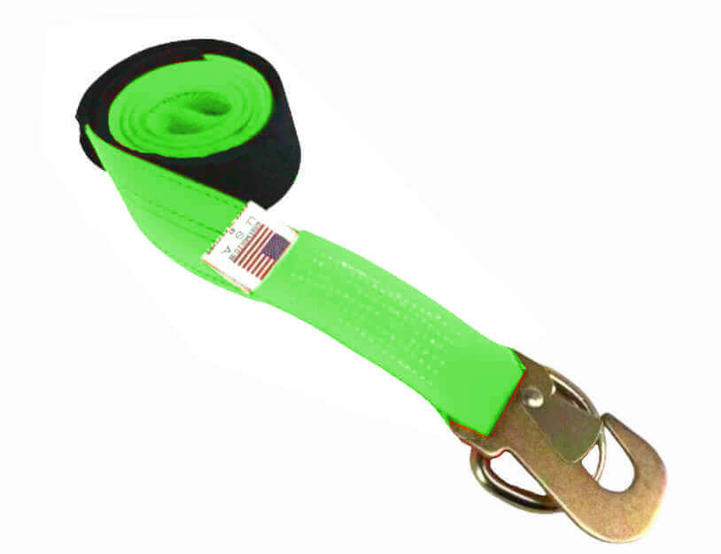 High Viz Green 2\" X 8 FT Wheel Lift Lasso Tie Down Straps For Tow Doll