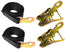 2-pack tie-down kit with black flat snap hook straps and snap hook ratchets