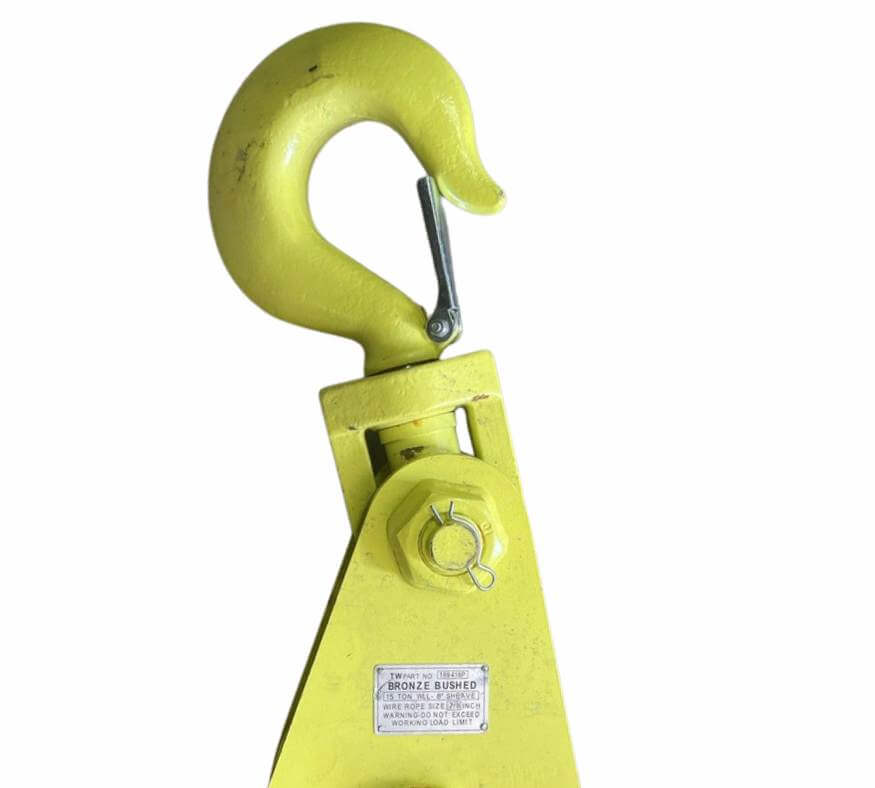 8 Ton, 8" Sheave Snatch Block with Swivel Hook and Latch
