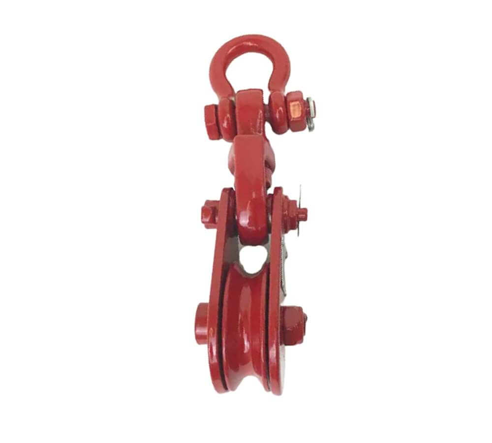 Snatch Block with Shackle.  Side view.  Ideal for wire rope