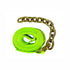 Hi-Vis Green tie-down strap with a chain extension.  Used in the towing and recovery industry.