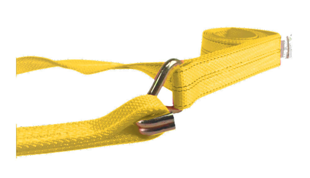 Tie-down strap used by car carriers to tie-down vehicles durang transport