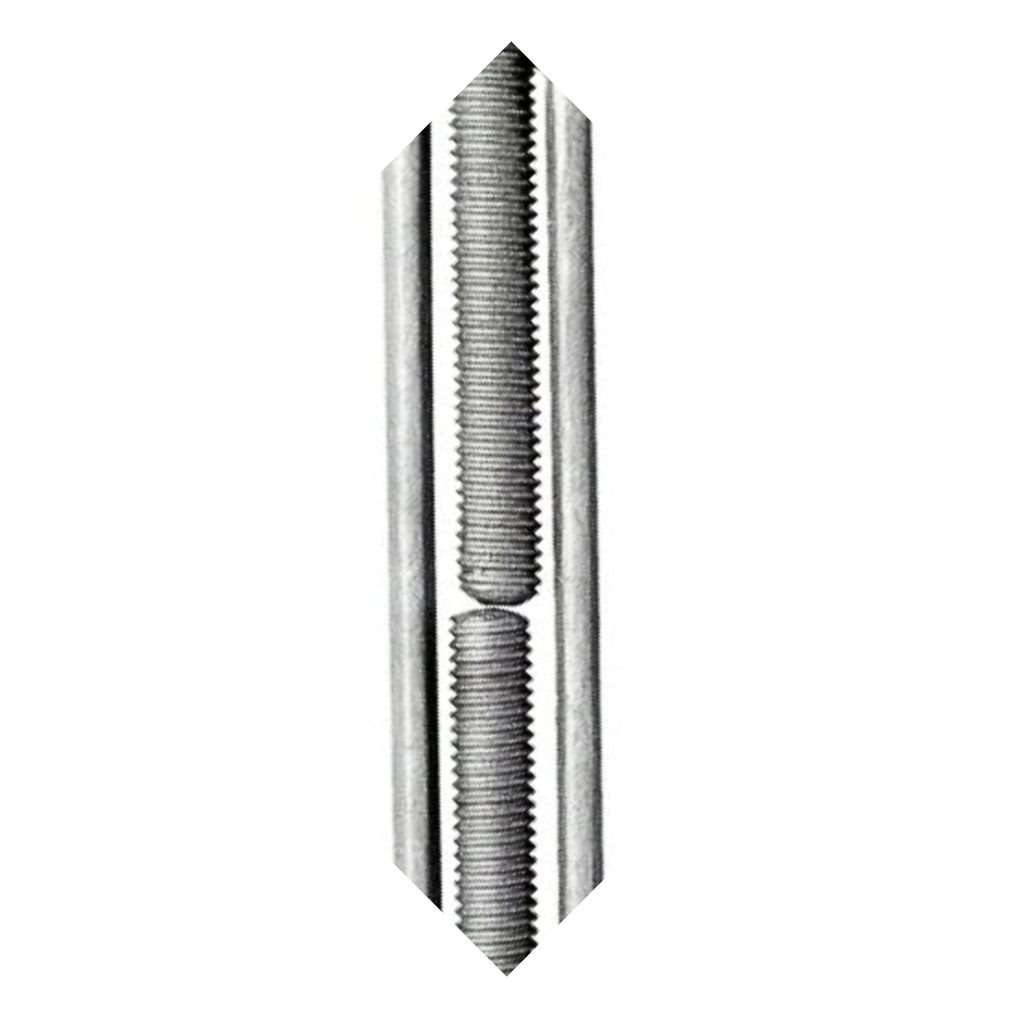 close up a the threaded body of a turnbuckle