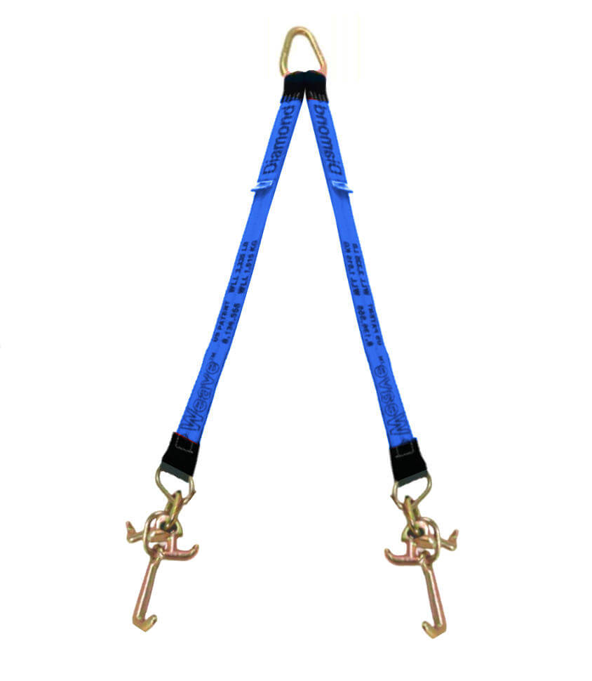 2" x 36" V-Bridle Strap w/RTJ Cluster RTJ Frame Hooks - Made with blue diamond weave webbing