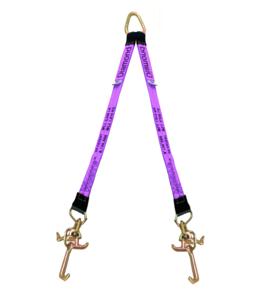 2" x 36" V-Bridle Strap w/RTJ Cluster RTJ Frame Hooks - Purple diamond weave webbing