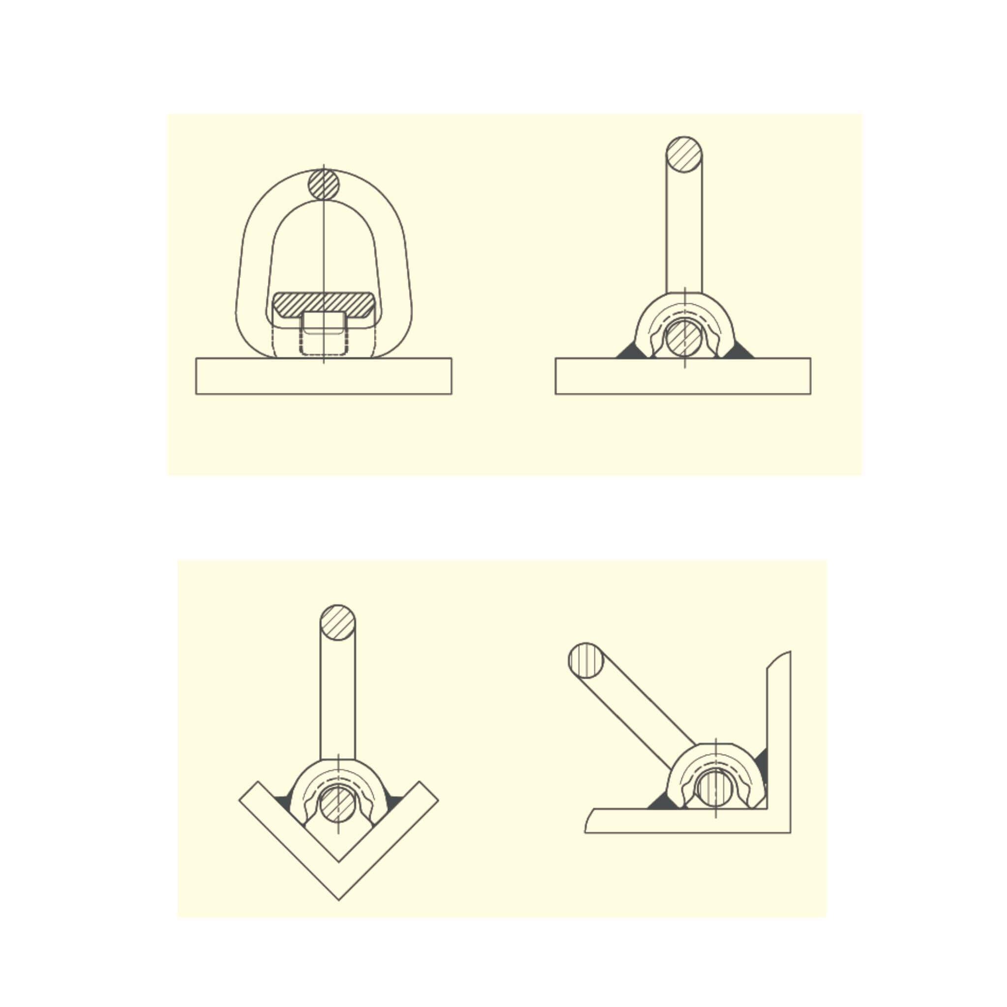 YOKE 8-057 Grade 80 Weld-On Lifting Points diagram