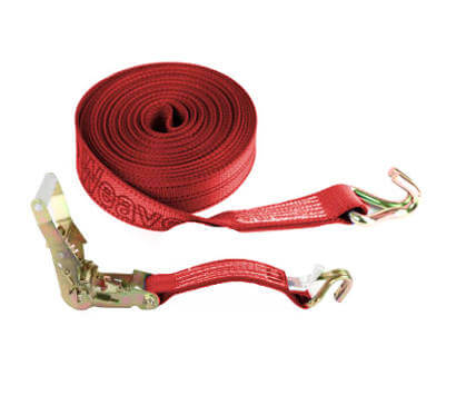 2" Red Diamond Weave Ratchet Straps with Wire Hook