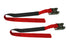 Set of 3" Underlift Tie Down Red Straps with short handle ratchet and protective sleeve.