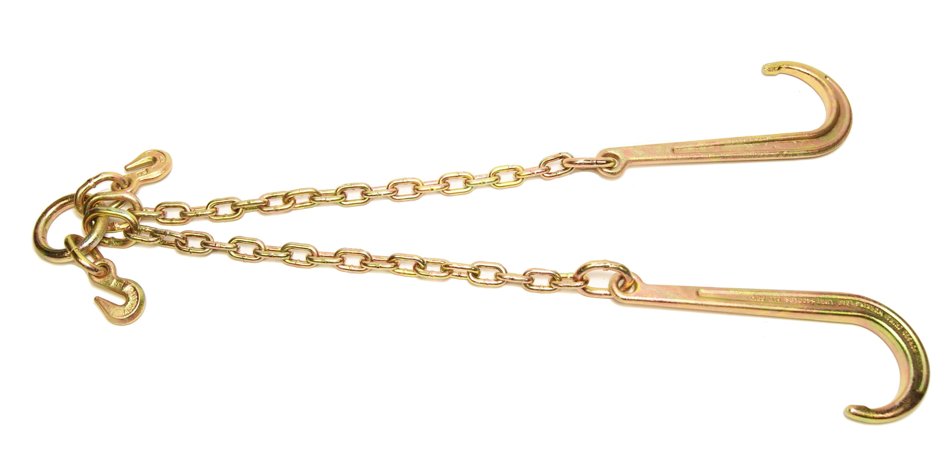 24" All-Grip Leg V-Bridle Tow Chain with 15" Long J Hooks each end.   V-Chain towing