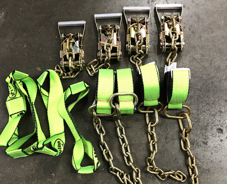 All-Grip 8-Point Tie Down Kit | 14' Hi-Vis Green Straps – Baremotion