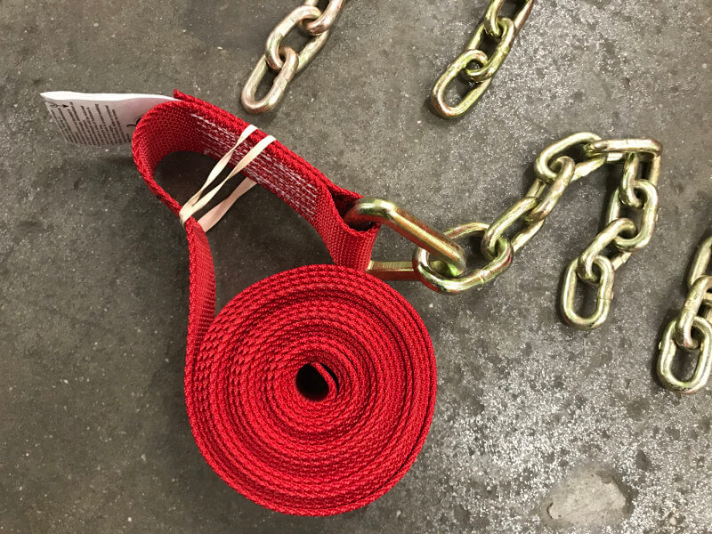 8-Point Tie Down Kit Diamond Weave RED Straps w/Chain