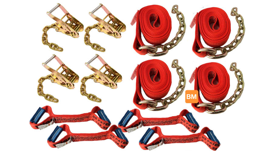 8-Point Tie Down Kit Diamond Weave ORANGE – Baremotion