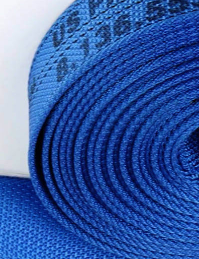 Blue Diamond Weave webbing available at Baremotion
