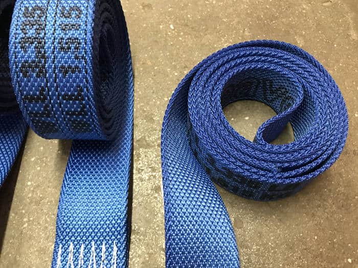 Blue Diamond Weave Winch Straps with Flat Hook available at Baremotion.com