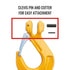 Grade 80 Sling Hook with Clevis style attachment is made for attaching this hook to chain.