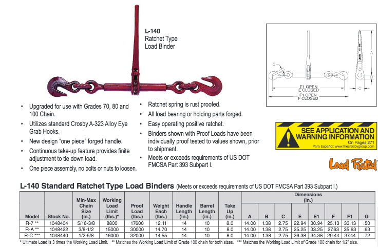 Crosby® Ratchet Load Binder L-140