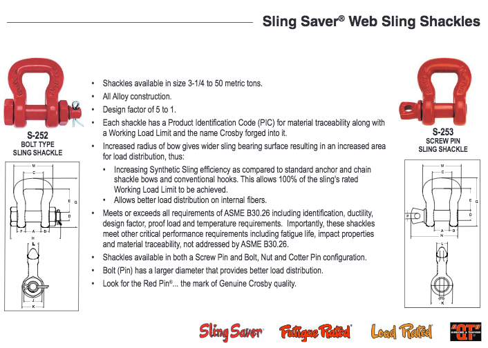 Crosby S-253 Sling Saver Screw Pin Web Shackle
