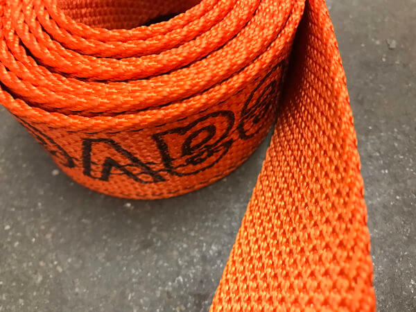 Abrasion resistant thick Diamond Weave webbing for tie-down straps