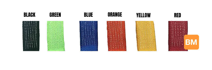 Diamond Weave webbing colors.  Tie Down Straps available at Baremotion