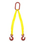 2" Double Leg Polyester Web Bridle Sling 2-Ply with Sling Hooks.  Assembled in the USA