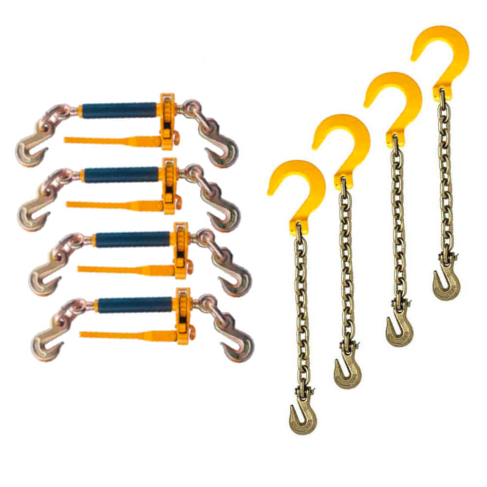 3/8" GR70 Chains w/Foundry Hook & Ratchet QuikBinder Kit 4-Pack