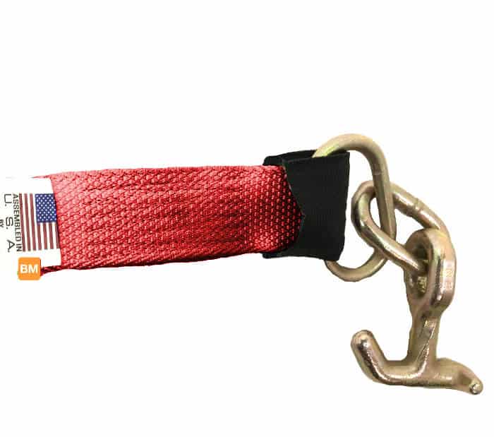 Diamond Weave Red Tie-Down Strap with T and Mini J Hook