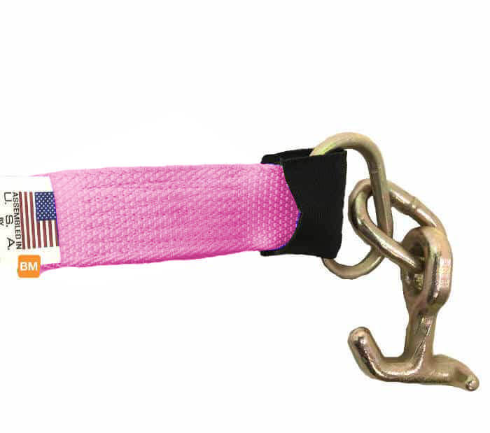 Diamond Weave Tie Down Strap with T and Mini J Hook - PINK