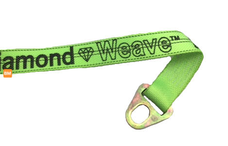 Chevron Wheel Lift Strap w/Grab Plate Keyhole Hook - Green Hi-Vis .  Made with Diamond Weave webbing