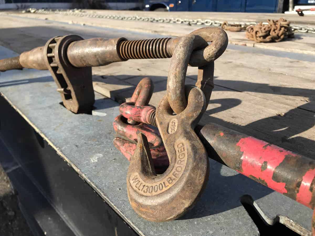 Ratchet Load Binders used to tighten tie-down chains for load securement