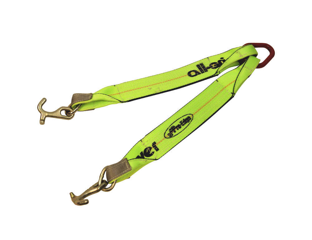 24" V-Bridle Strap with Mini J & T Combo Hooks - All-Grip Towing V-strap