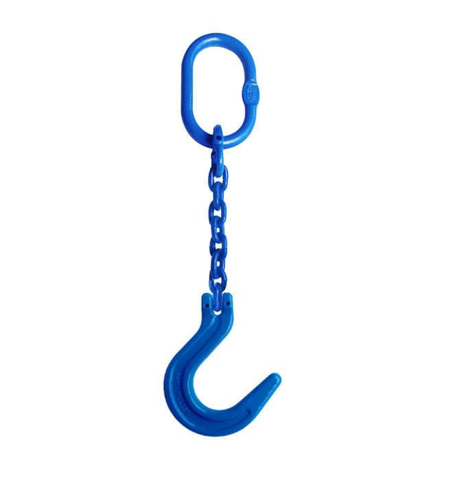Grade 100 SOF Chain Sling with Oblong Master link & Foundry Hook Single Leg - Alloy Lifting Chains