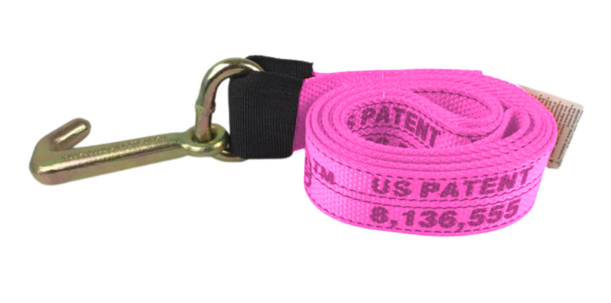 Tough and Durable Diamond Weave Pink Tie Down Straps with Mini J-Hook.  