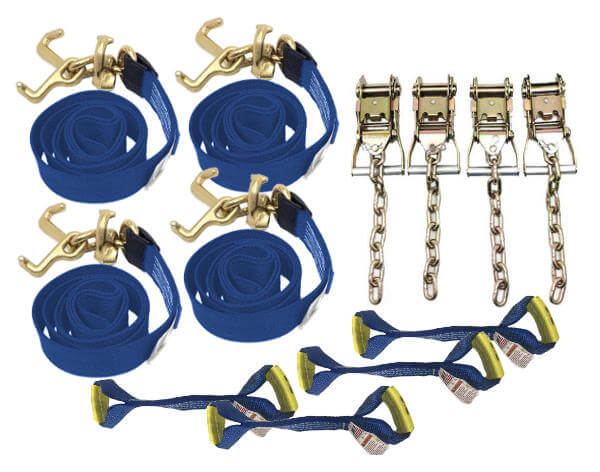 8-Point Tie Down Diamond Weave Blue with Cluster RTJ Straps