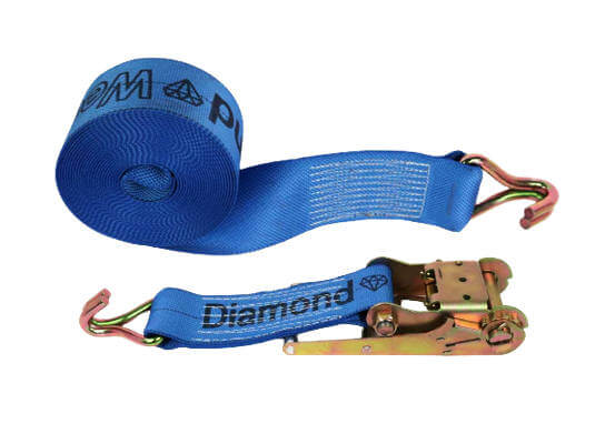 4" Blue Diamond Weave Ratchet Straps with Wire Hook