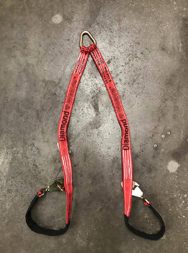 Axle V-Bridle Strap 4' RED Diamond Weave.  Towing V-bridle straps are ideal for high end cars.