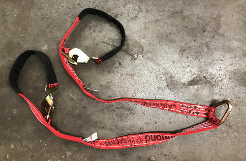 Axle V-Bridle Strap 4' RED Diamond Weave.  Towing V-bridle straps are lighter and easier to use than chains.