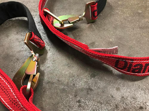 Axle V-Bridle Strap 4' RED Diamond Weave.  Towing V-bridle straps made with strong diamond weave webbing