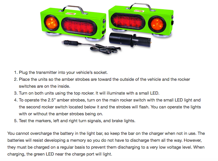 Lite-it-Wireless LED Agricultural Tow Lights - Operating Instructions