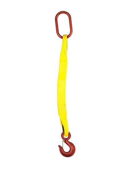 1" Single Leg Polyester Web Bridle Sling 2-Ply with Master Link & Sling Hook