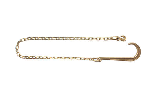 15" Long J-Hook Tow Chain with Grab hook.  Grade 70 Towing chains