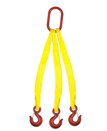 Triple Leg Polyester Web Bridle Sling 2-Ply with Sling Hooks available at Baremotion.com
